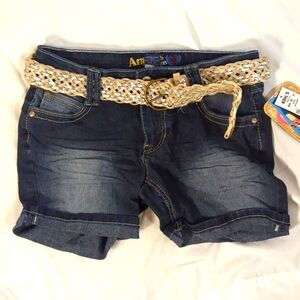 NWT Brand New Angels Sz 7 Juniors denim jean shorts with belt